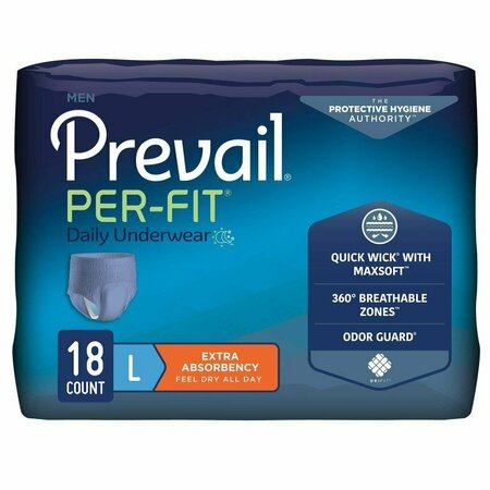 PREVAIL PER-FIT MEN Adult Moderate Absorbent Underwear, Large, White, 18PK PFM-513